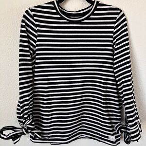 Jack Wills Black and White Striped Long Sleeve Top